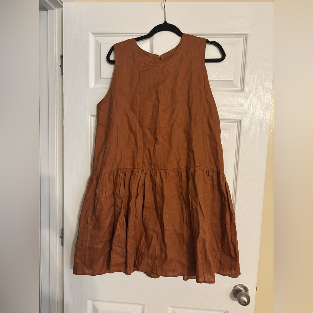 DISSH Brown Sleeveless Linen Dress